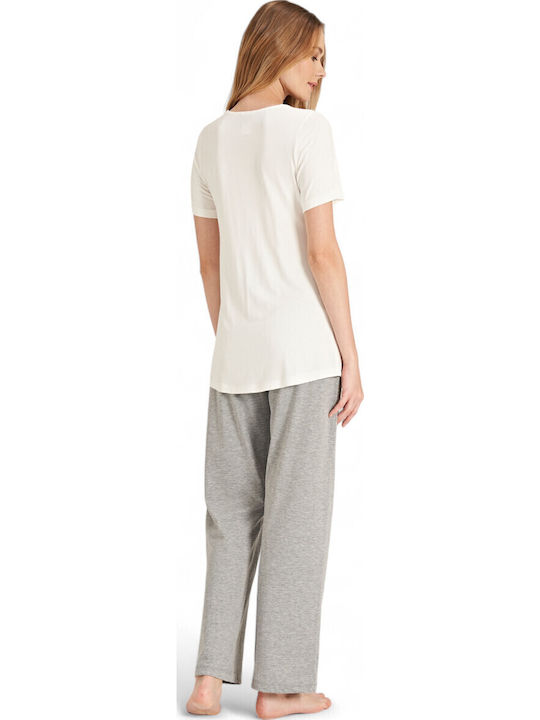Feyza Pajamas with Maternity Robe & Nursing in Gray color FZA5080