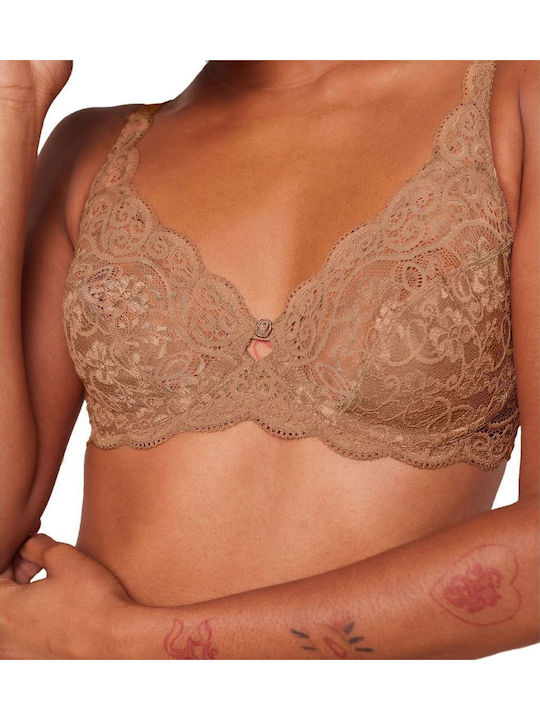 Amourette 300 W Minimizer Minimizer Bra without Padding Underwire Dark Beige