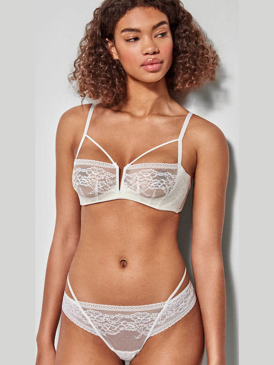 Gisela Spitzen Unterwäsche-Set für Damen BH mit Schlupf Weiß
