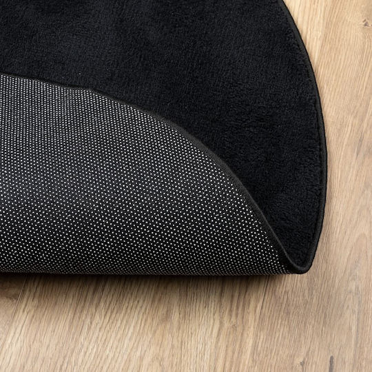 vidaXL Oviedo Teppich Rund Synthetisch,Polyester/Cotton/Leather Black