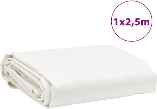 vidaXL Αδιάβροχος Μουσαμάς 650gr/m² 2.5x1μ. Βαρέως Τύπου Λευκός