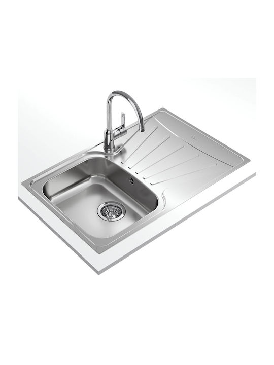 Teka Starbright 45 E-XN 1B 1D Ένθετος Νεροχύτης Δεξιός Inox Σατινέ Μ86xΠ50cm Ασημί