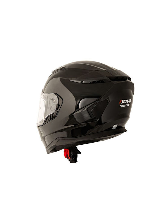 Nova Racing Road Rider Black Gloss Motorradhelm Volles Gesicht ECE 22.06 mit Sonnenblende