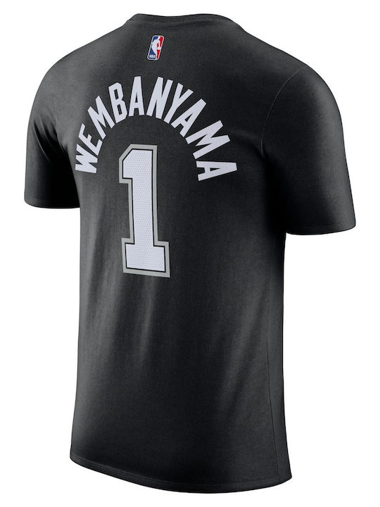 San Antonio Spurs Victor Wembanyama Sportliches T-Shirt Schwarz