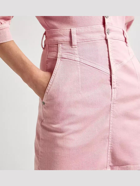 Mini Shirt Dress Denim Pink Dress