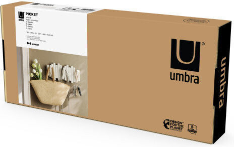 Umbra Κρεμάστρα Τοίχου Picket Ξύλινη 5 Θέσεων Λευκή 38x4.4x16.5cm