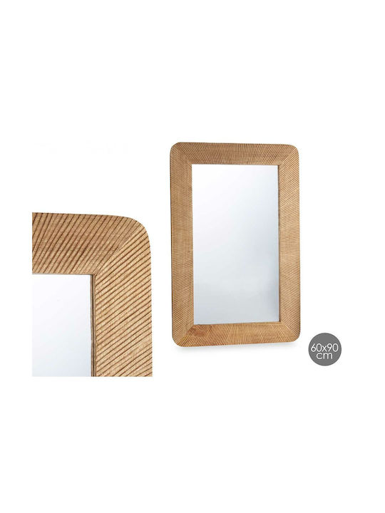 Gift Decor Wall Mirror with Brown Wooden Frame 90x60cm 1pcs