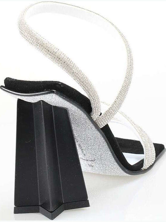 Damen Sandalen mit hohem Absatz in Silber Farbe