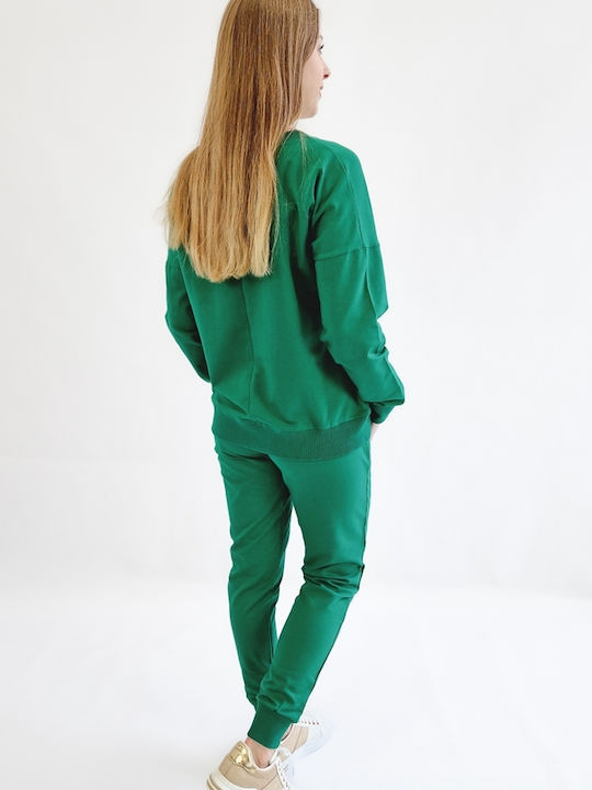 Green Cotton Women's Sweatsuit Set M