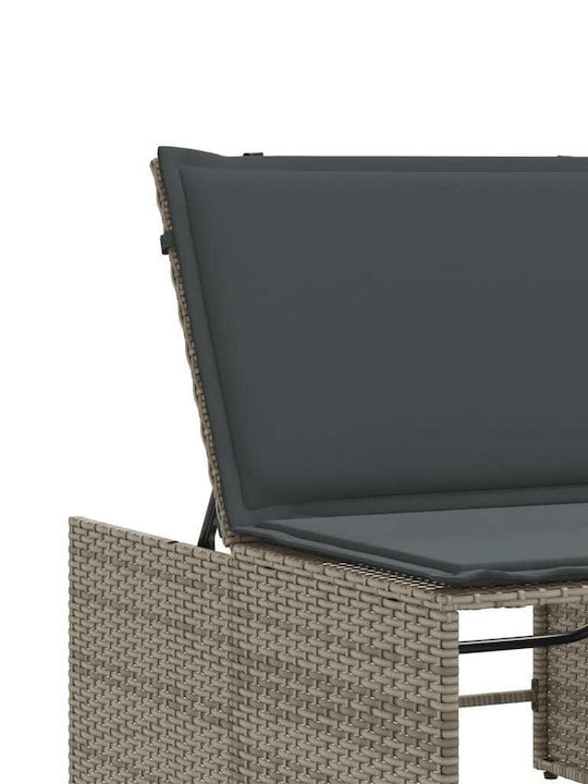 Deckchair Rattan with Cushion Gray 2pcs 70x98cm.
