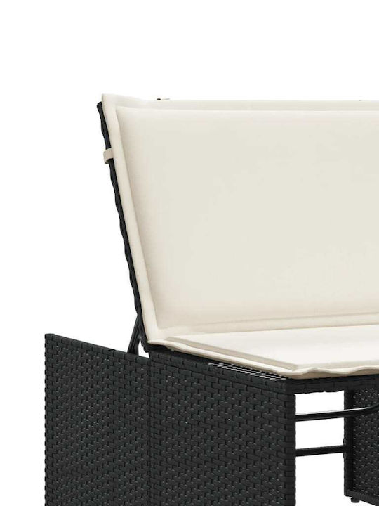 Șezlong Rattan cu Pernă Negru 2buc 70x98cm