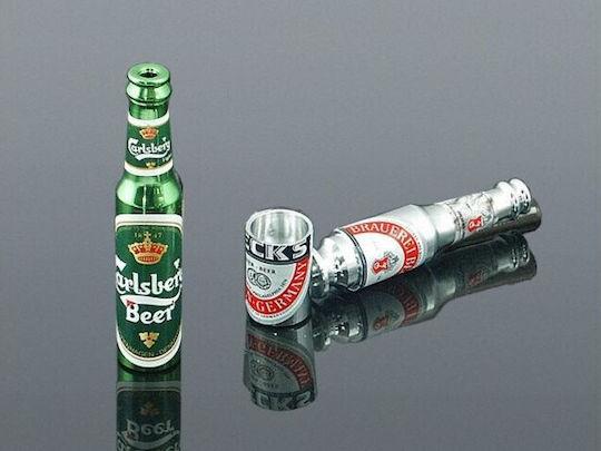 Metall Hanfpfeife 665-2027 Metallpfeife Biersieb 83mm Silber
