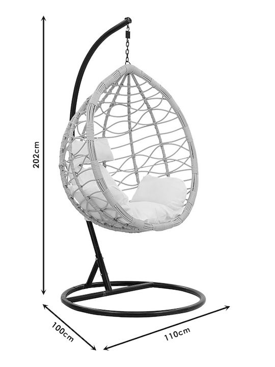 Hudson Garten & Veranda Schaukel mit Basis und Kissen Sessel Rattan Braun Belastbarkeit bis 150kg L109xB119xH195cm