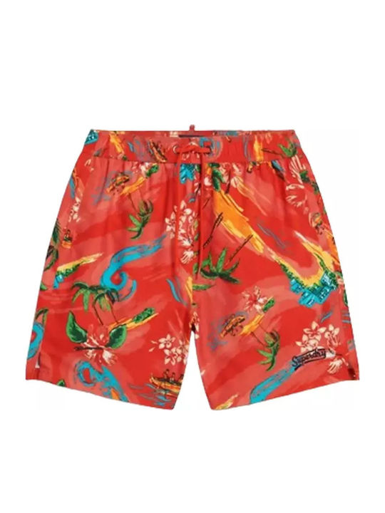 Ovin Hawaiian Ανδρικό Μαγιό Σορτς Waikiki Red με Σχέδια