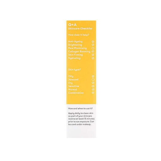 Q+A Natural Skincare Peptide Anti-Ageing Daily Sunscreen Sunscreen Face SPF50 50ml
