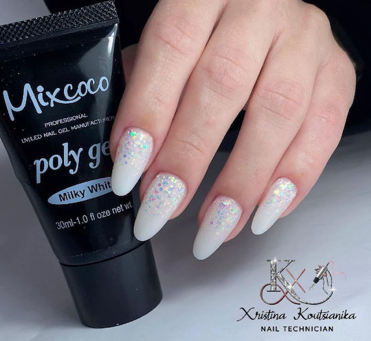 Mixcoco Poly Gel Νυχιών Λευκό 30ml