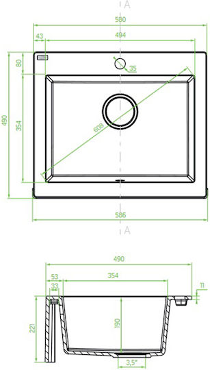 Laveo SBK 610A Ένθετος από Συνθετικό Γρανίτη Μ49xΠ58cm Λευκός Laveo SBK 610A Ένθετος από Συνθετικό Γρανίτη Μ49xΠ58cm Λευκός