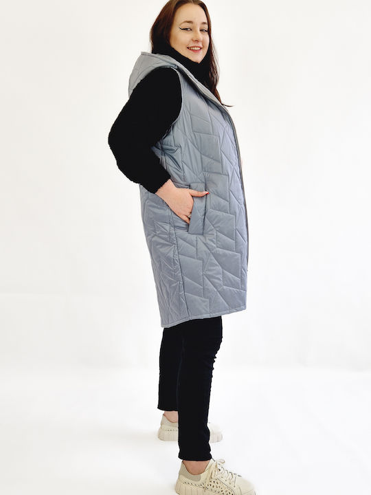 Quilted Vest Long Plus Size Ash 48