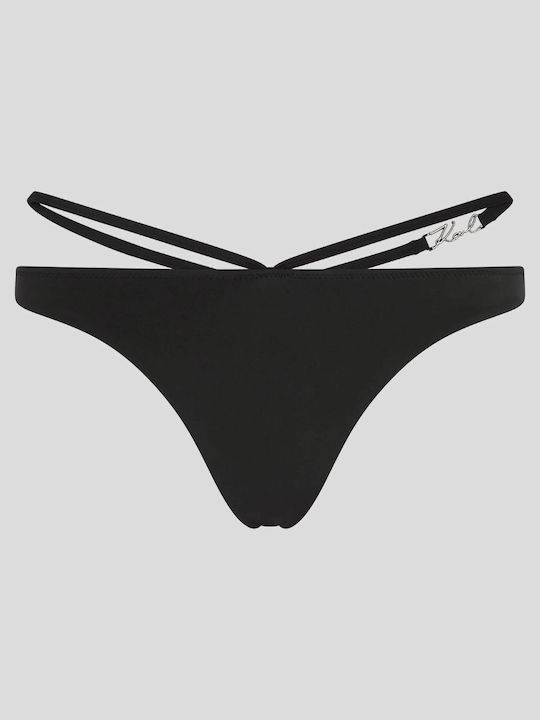 Costum de baie pentru femei Karl Lagerfeld DNA Sign Bottoms 241w2202 999 Negru