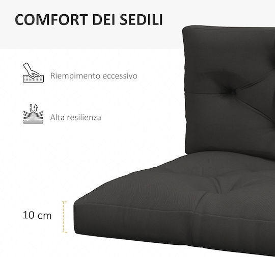 Outsunny Gray Bench Cushion for Pallet with Backrest 2 Pieces