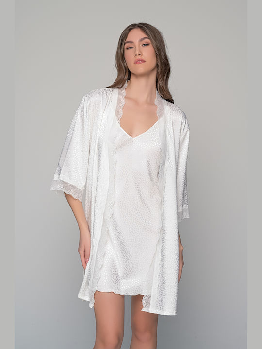 Milena by Paris Bridal Women's Summer Satin Nightgown White