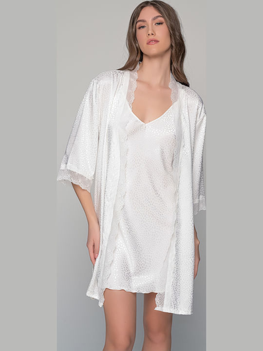 Milena by Paris Καλοκαιρινό Σατέν Νυφικό Γυναικείο Νυχτικό με String Ιβουάρ Milena by Paris Καλοκαιρινό Σατέν Νυφικό Γυναικείο Νυχτικό με String Ιβουάρ