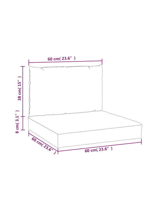 vidaXL Waterproof Bench Cushion for Palette with Backrest Navy Blue 2 Pieces 60x60cm
