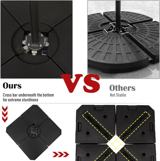 Outsunny Umbrella Stand made of Plastic Black 100x100cm 4pcs