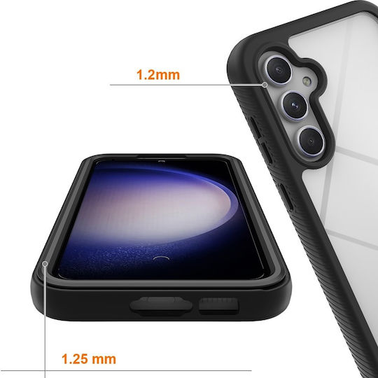 Erbord Back Cover Set with Tempered Glass Black Galaxy A55