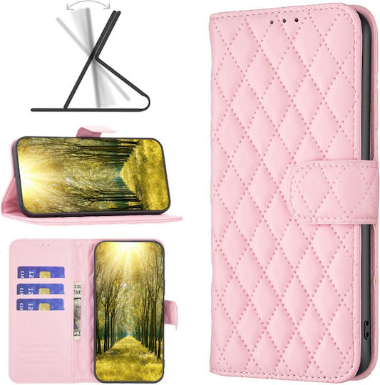 Binfen Diamond Lattice Wallet Δερματίνης Ροζ (Redmi Note 13 Pro 5G / Poco X6)