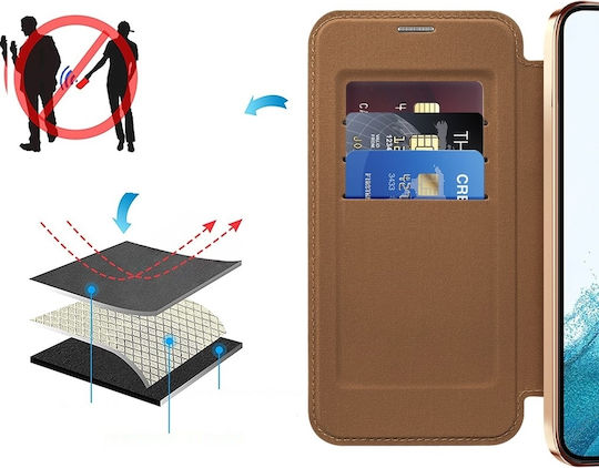 Erbord Wallet Δερματίνης / Σιλικόνης Καφέ (Galaxy S22 5G)