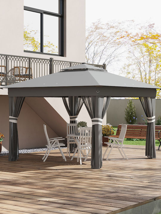 Outsunny Gazebo Garten mit LEDs Gray 3.36x3.36m