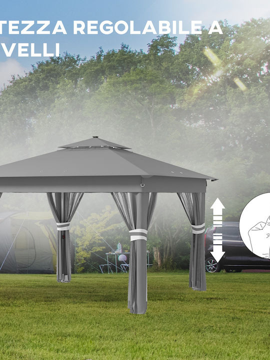 Outsunny Gazebo Garten mit LEDs Gray 3.36x3.36m
