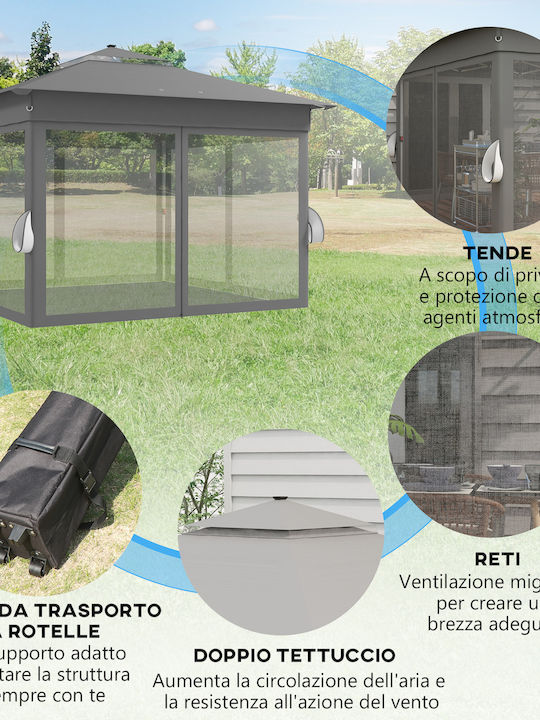 Outsunny Gazebo Garten mit LEDs Gray 3.36x3.36m