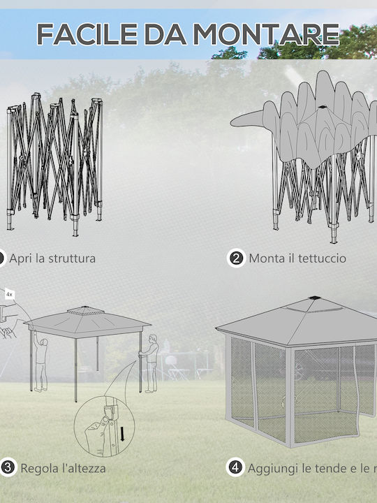 Outsunny Gazebo Garten mit LEDs Gray 3.36x3.36m