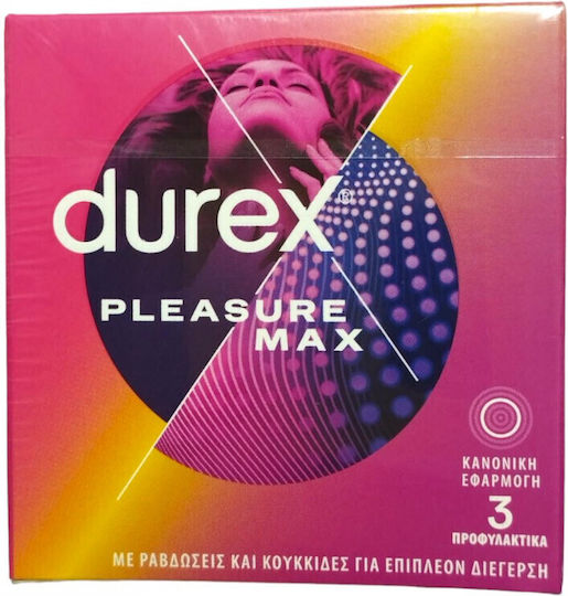 Durex Προφυλακτικά Pleasure Max 3τμχ με Ραβδώσεις