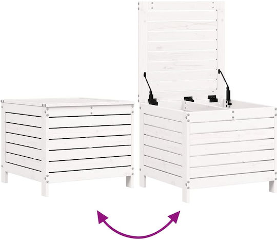 Hölzener Gartenhocker Würfel Für Außenbereich Weiß 62x63,5x53,5cm