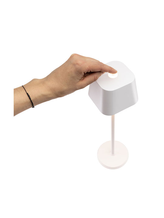ArteLibre Georgina Metall Tischlampe LED mit Weiß Schirm und Basis