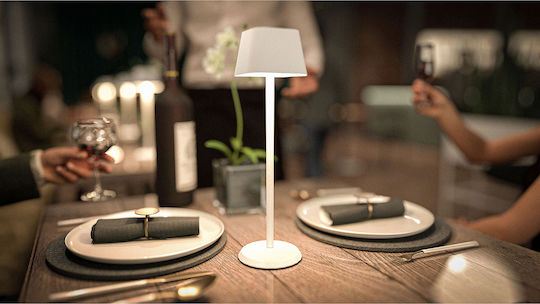 ArteLibre Georgina Metall Tischlampe LED mit Weiß Schirm und Basis