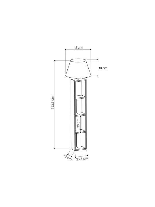 Megapap Giorno Floor Lamp H163.5xL45cm With Lamp Bulb Base E27 Yellow