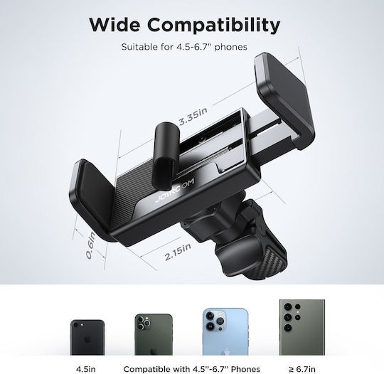 Joyroom Βάση Κινητού Αυτοκινήτου 4.5" - 6.7" με Ρυθμιζόμενα Άγκιστρα Μαύρη