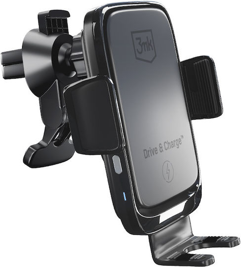 3MK Drive&Charge Car Mobile Mount with Adjustable Hooks and Wireless Charging Black