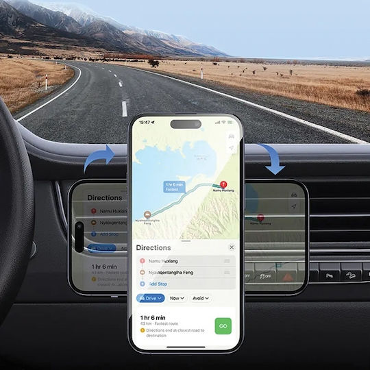 Usams Suport Auto pentru Telefon cu magnet Neagră