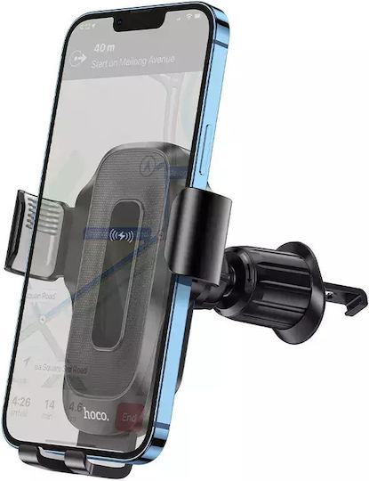 Hoco Car Mobile Mount with Adjustable Hooks and Wireless Charging Black