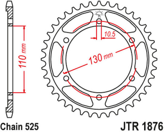 JT Sprockets Γρανάζι Πίσω για Yamaha MT-10