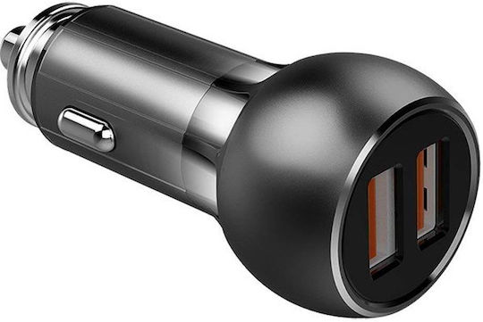 Ldnio Car Charger 36W 3A Fast Charging with Ports: 2xUSB with Cable Micro-USB Gray Color