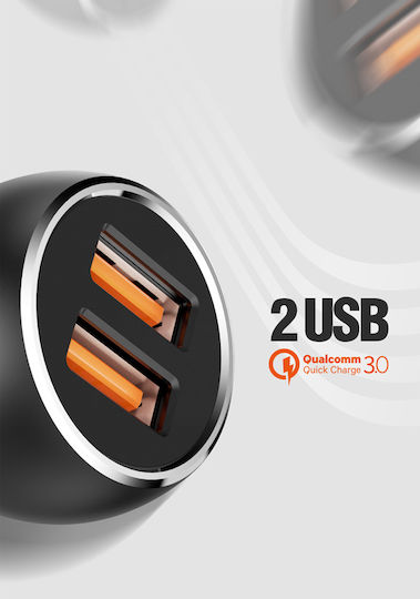 Ldnio Car Charger 36W 3A Fast Charging with Ports: 2xUSB with Cable Micro-USB Gray Color