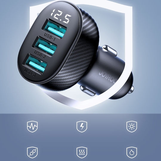 Joyroom JR-CCD03 Φορτιστής Αυτοκινήτου 17W 3.4A με μία Θύρα: 1xUSB Μαύρο Χρώμα