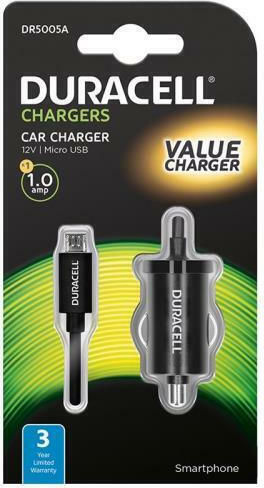 Duracell 1A In-Car Charger Car Charger 1A with Cable Micro-USB Black Color