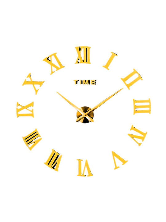 3D Wall Clock Sticker Plastic Gold